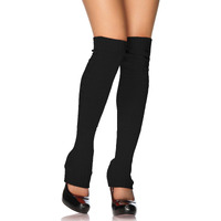 Leg Avenue Women's Extra Long Ribbed Knit Footless Leg Warmers, Black, One Size