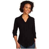 Scully Women's 3/4 Length Sleeve Peruvian Cotton Top Black Medium