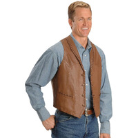 Scully Men's Whipstitch Lamb Leather Vest Tan Medium US