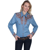 Scully Women's Vintage,Western, Blue