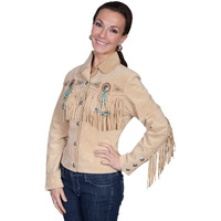 Scully Women's Fringe and Beaded Boar Suede Leather Jacket Chamois XX- US