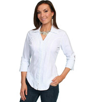 Scully Women's 3/4 Length Sleeve Peruvian Cotton Top White US