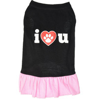 Mirage Pet Products 58-09 MDBKPK 12" I Heart You Dresses Black with Light Pink, Medium