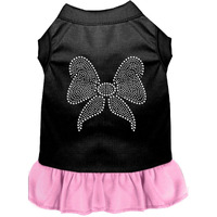 Pet Dog & Cat Dress Rhinestone, "Bow" Black W/Light Pink 3XL (25-35 lbs.)