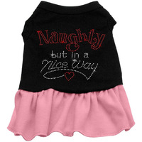 Christmas Pet Dog & Cat Dress Rhinestone, "Naughty But In A Nice Way" Black W/Red 3XL (25-35 lbs.)