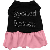 Pet Dog & Cat Dress Rhinestone, "Spoiled Rotten" Black W/Red 3XL (25-35 lbs.)