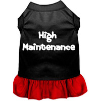 Pet Dog & Cat Dress Screen Printed, "High Maintenance" Black W/Red 3XL (25-35 lbs.)