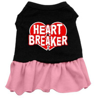 Pet Dog & Cat Dress Screen Printed, "Heart Breaker" Black W/Light Pink 2XL (20-25 lbs.)