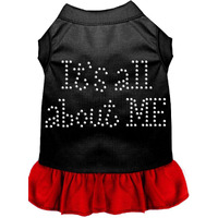 Pet Dog & Cat Dress Rhinestone, "It's All About Me" Black W/Red 2XL (20-25 lbs.)