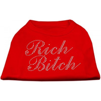 Mirage Pet Products Rich Bitch Rhinestone Pet Shirt, Small, Red