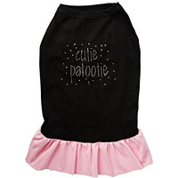 Pet Dog & Cat Dress Rhinestone, "Cutie Patootie" Black W/Light Pink 2XL (20-25 lbs.)