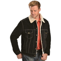 Scully Men's Sherpa Lined Boar Suede Jacket Black US