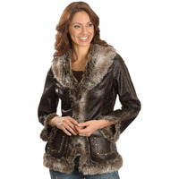 Scully Women's Faux Leather and Fur Jacket - 8013 X- US Dark Brown
