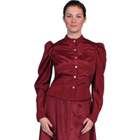 Scully Women's 738809 Moire Tie Back Blouse Burgundy L