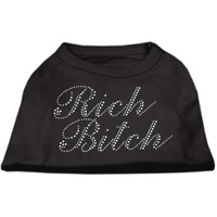Mirage Pet Products Rich Bitch Rhinestone Pet Shirt, Medium, Black