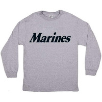 Fox Outdoor Products Marines Black Imprint Long Sleeve Imprinted T-Shirt, Heather Grey, XX-Large