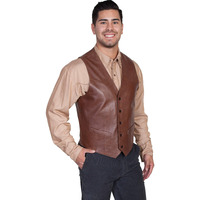 Scully Men's Lambskin Leather Western Vest Chocolate 40 R