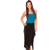 Scully Women's Suede Leather Fringe Skirt Black X-Small