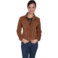 Scully Women's Lorrah Cute Suede Jean Jacket, Brown, 2XL