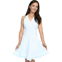 Scully PSL-053-WHT-XS Female Cotton Halter Cantina Dress44; White - Extra Small