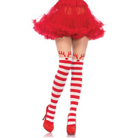 Leg Avenue Women's Rudolph Pantyhose, Red/White Reindeer, One Size