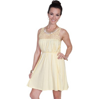 Scully Women's Cantina Collection Scoop Neck Lace Sleeveless Dress Yellow Large