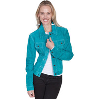 Scully Western Jacket Womens Suede Jean Button XL Turquoise L107