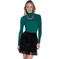 Scully Women's Fringe Tiered Suede Mini Skirt - L704-TRQ Black