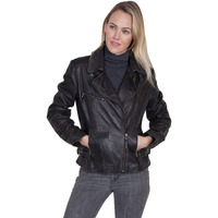 Scully Women's Motorcycle Leather Jacket - L333 US Black