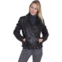 Scully Women's Motorcycle Leather Jacket - L333 X- US Black