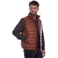 Scully Men's Ribbed Leather Vest Cognac Medium
