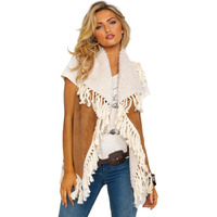 Scully Women's Honey Creek By Faux Fur Embellished Fringe Vest Tan Medium US