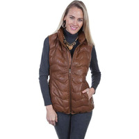 Scully Women's Leatherwear By Quilted Leather Vest Cognac X- US