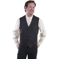 Scully Western Vest Mens Paisley No Lapel Adjust 4XT Black RW093NXT