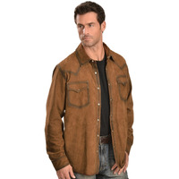 Scully Western Shirt Mens Leather Pearl Snap L/S 4X Brown 78