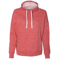 J America Ladies' Melange Fleece Cowl Neck Sweatshirt XL RED