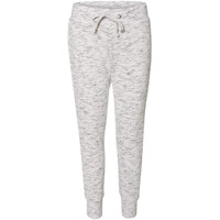 J America Ladies' Melange Fleece Jogger Pant L WHITE