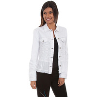 Scully Women's Georgette Ruffle Denim Jacket Black Medium