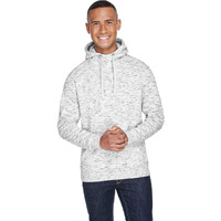 J America Adult Melange Fleece Pullover Hood S WHITE