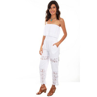 Scully Women's Cantina Collection by Lace Crochet Tube Top Romper White Small