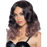 Leg Avenue Costume, Purple/Mauve 18" Curly Ombre Bob, O/S