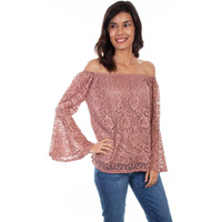 Scully Women's HC593 Lace Top, Mauve - Medium