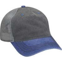 Adams Pigment-Dyed Twill & Mesh 5 Panel Trucker Cap OS CHRCL/ ROYL/ GRY