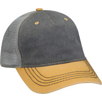 Adams Pigment-Dyed Twill & Mesh 5 Panel Trucker Cap OS CHRCL/ RED/ GRY