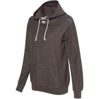 J America Ladies' Sport Lace Scuba Hooded Sweatshirt S CHARCOAL