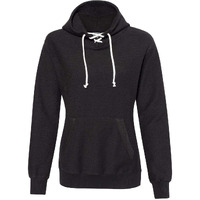 J America Ladies' Sport Lace Scuba Hooded Sweatshirt L BLACK