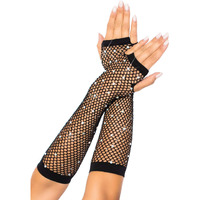 Leg Avenue 2037-00122 Rhinestone Fishnet Arm Warmers, O/S, Black