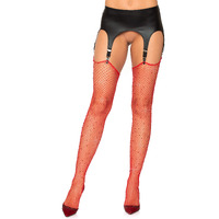 Leg Avenue 9124-00322 Rhinestone Fishnet Stockings, O/S, Red