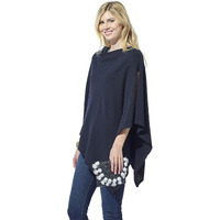 Hadley Wren Women's Classic Everyday Cotton Poncho, Coral Solid, 26