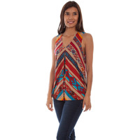 Scully Serape Tank with Central Pleat and V Neck, Medium